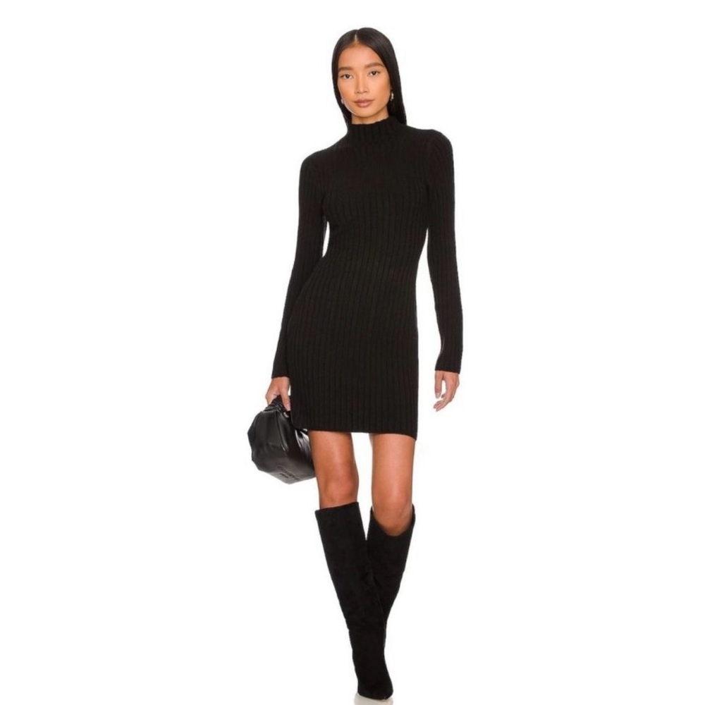525‎ Ribbed Mock Turtleneck Black Dress Size XL